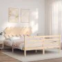 Bed frame with solid wood headboard 140x200 cm by vidaXL, Beds and slatted bases - Ref: Foro24-3195286, Price: 120,96 €, Disc...