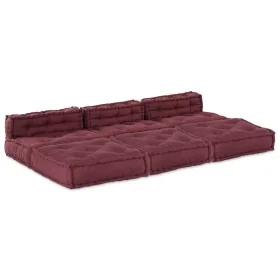 Pouffes Modulares 4 pcs Tela Burdeos