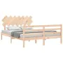 Bed frame with solid wood headboard 140x200 cm by vidaXL, Beds and slatted bases - Ref: Foro24-3195286, Price: 120,96 €, Disc...
