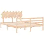 Bed frame with solid wood headboard 140x200 cm by vidaXL, Beds and slatted bases - Ref: Foro24-3195286, Price: 120,96 €, Disc...