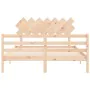 Bed frame with solid wood headboard 140x200 cm by vidaXL, Beds and slatted bases - Ref: Foro24-3195286, Price: 120,96 €, Disc...
