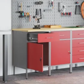 Gabinete de Trabajo 2 Piezas Rojo y Gris de
