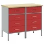 Gabinete de trabajo 2 pcs Rojo y Gris Madera Elaborada y Acero von , Arbeitstische - Ref: Foro24-3321363, Preis: 300,41 €, Ra...