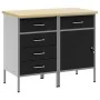 Juego de Gabinetes de Trabajo de 2 Piezas Negro y Gris de Madera Ingenierizada y Acero de , Mesas de trabajo - Ref: Foro24-33...