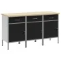 Gabinete de trabajo 3 piezas Negro y Gris de Madera y Acero de , Mesas de trabajo - Ref: Foro24-3321366, Precio: 377,45 €, De...
