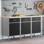 Gabinete de trabajo 3 piezas Negro y Gris de Madera y Acero de , Mesas de trabajo - Ref: Foro24-3321366, Precio: 377,45 €, De...