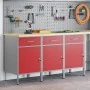 Gabinete de Trabajo 3 piezas Rojo y Gris de Madera y Acero de , Mesas de trabajo - Ref: Foro24-3321367, Precio: 343,94 €, Des...