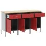 Gabinete de Trabajo 3 piezas Rojo y Gris de Madera y Acero de , Mesas de trabajo - Ref: Foro24-3321367, Precio: 343,94 €, Des...