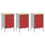 Gabinete de Trabajo 3 piezas Rojo y Gris de Madera y Acero de , Mesas de trabajo - Ref: Foro24-3321367, Precio: 343,94 €, Des...