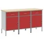 Gabinete de Trabajo 3 piezas Rojo y Gris de Madera y Acero de , Mesas de trabajo - Ref: Foro24-3321367, Precio: 343,94 €, Des...