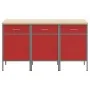 Gabinete de Trabajo 3 piezas Rojo y Gris de Madera y Acero de , Mesas de trabajo - Ref: Foro24-3321367, Precio: 343,94 €, Des...