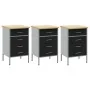 Gabinete de trabajo 3 piezas Negro y Gris Madera y Acero by , Work tables - Ref: Foro24-3321368, Price: 456,19 €, Discount: %