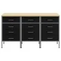Gabinete de trabajo 3 piezas Negro y Gris Madera y Acero by , Work tables - Ref: Foro24-3321368, Price: 456,19 €, Discount: %