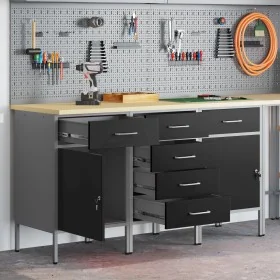 Set de Gabinetes de Trabajo de 3 Piezas en Negro
