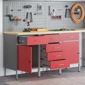 Conjunto de Gabinetes de Trabajo Set de 3 Rojo y