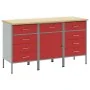 Juego de Gabinetes de Trabajo de 3 Piezas Rojo y Gris de Madera Engineered y Acero von , Arbeitstische - Ref: Foro24-3321373,...