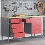 Conjunto de 3 piezas: gabinete y mesa de trabajo en rojo, de madera engineered y acero | Foro24.es | Tu tienda online para hogar, jardín y más Foro24.es