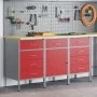 Juego de Gabinetes de Trabajo de 3 Piezas Rojo y Gris de Madera Engineered y Acero von , Arbeitstische - Ref: Foro24-3321373,...