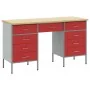 Conjunto de 3 piezas: gabinete y mesa de trabajo en rojo, de madera engineered y acero | Foro24.es | Tu tienda online para hogar, jardín y más Foro24.es