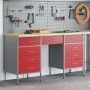 Conjunto de 3 piezas: gabinete y mesa de trabajo en rojo, de madera engineered y acero | Foro24.es | Tu tienda online para hogar, jardín y más Foro24.es