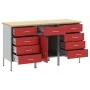 Juego de Gabinetes de Trabajo de 3 Piezas Rojo y Gris de Madera Engineered y Acero von , Arbeitstische - Ref: Foro24-3321373,...