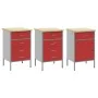 Juego de Gabinetes de Trabajo de 3 Piezas Rojo y Gris de Madera Engineered y Acero von , Arbeitstische - Ref: Foro24-3321373,...