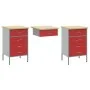 Conjunto de 3 piezas: gabinete y mesa de trabajo en rojo, de madera engineered y acero | Foro24.es | Tu tienda online para hogar, jardín y más Foro24.es