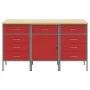 Juego de Gabinetes de Trabajo de 3 Piezas Rojo y Gris de Madera Engineered y Acero von , Arbeitstische - Ref: Foro24-3321373,...