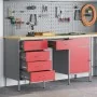 Conjunto de mesa y gabinete de trabajo de 3 piezas en rojo, hecho de madera compuesta y acero de , Mesas de trabajo - Ref: Fo...