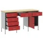 Conjunto de mesa y gabinete de trabajo de 3 piezas en rojo, hecho de madera compuesta y acero de , Mesas de trabajo - Ref: Fo...