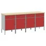 Gabinete de Trabajo 4 pcs Rojo y Gris de Madera y Acero de , Mesas de trabajo - Ref: Foro24-3321385, Precio: 457,55 €, Descue...