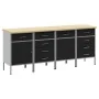 Conjunto de Armario de Trabajo de 4 Piezas Negro y Gris de Madera de Ingeniería y Acero von , Arbeitstische - Ref: Foro24-332...