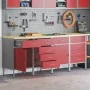 Set de armarios de trabajo de 4 piezas en rojo y gris, hechos de madera y acero von , Arbeitstische - Ref: Foro24-3321387, Pr...