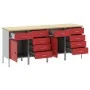 Set de armarios de trabajo de 4 piezas en rojo y gris, hechos de madera y acero von , Arbeitstische - Ref: Foro24-3321387, Pr...