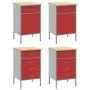 Set de armarios de trabajo de 4 piezas en rojo y gris, hechos de madera y acero von , Arbeitstische - Ref: Foro24-3321387, Pr...