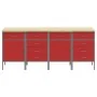 Set de armarios de trabajo de 4 piezas en rojo y gris, hechos de madera y acero von , Arbeitstische - Ref: Foro24-3321387, Pr...