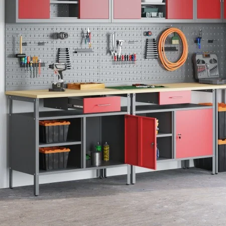 Set de Banco de Trabajo de 2 Piezas de Rojo Acero by , Work tables - Ref: Foro24-3321389, Price: 352,15 €, Discount: %