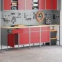 Set de cabina de trabajo y mesa de esquina de 5 piezas en madera roja | Foro24.es | Tu tienda online para hogar, jardín y más Foro24.es
