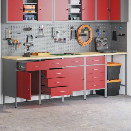Set de Gabinete de Trabajo y Mesa de Esquina de 5 Piezas Rojo de Madera Ingenierizada | Foro24.es | Tu tienda online para hogar, jardín y más Foro24.es