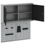 Conjunto de gabinete de herramientas y panel perforado de 3 piezas montado en la pared de metal negro | Foro24.es | Tu tienda online para hogar, jardín y más Foro24.es