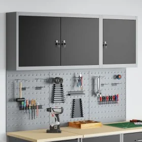 Set de Armario de Herramientas y Panel de Clavos de 5 Piezas Montado en la Pared Negro Metal de , Organización y almacenamien...