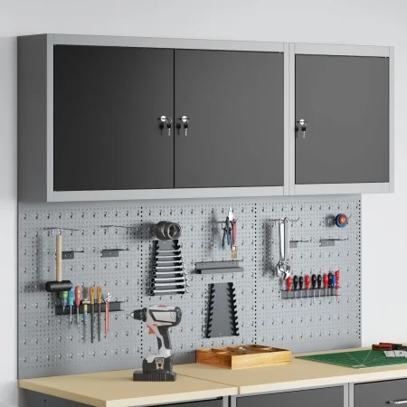 Set de Armario de Herramientas y Panel de Clavos de 5 Piezas Montado en la Pared Negro Metal de , Organización y almacenamien...