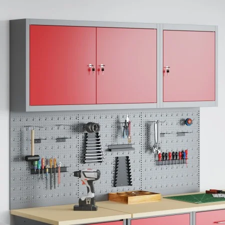 Set de Cabinet de Herramientas y Panel de Clavos de 5 Piezas Montado en la Pared Rojo de Metal | Foro24.es | Tu tienda online para hogar, jardín y más Foro24.es