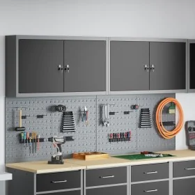 Conjunto de gabinete de herramientas y panel perforado de 6 piezas montado en la pared de en metal negro von , Werkzeugorgani...