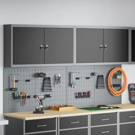 Conjunto de gabinete de herramientas y panel perforado de 6 piezas montado en la pared de en metal negro von , Werkzeugorgani...