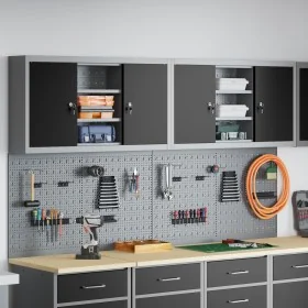 Set de gabinete de herramientas y panel perforado de 4 piezas montado en la pared, metal negro by , Tool Organization and Sto...