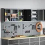 Set de gabinete de herramientas y panel perforado de 4 piezas montado en la pared, metal negro by , Tool Organization and Sto...