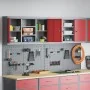 Conjunto de 4 Piezas de Gabinete y Panel Perforado Wall Mounted Rojo Metal | Foro24.es | Tu tienda online para hogar, jardín y más Foro24.es