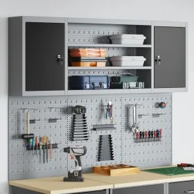 Conjunto de Gabinete de Herramientas y Panel de Perforaciones de 6 Piezas de Montado en la Pared Negro Metal von , Werkzeugor...