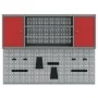 Conjunto de armario de herramientas y panel de clavijas de 6 piezas montado en la pared de metal rojo von , Werkzeugorganisat...